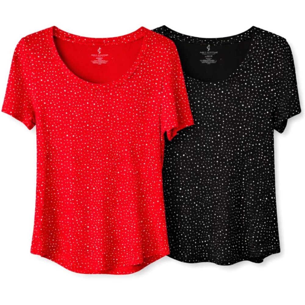 Juicy Couture Polka Dot Tee Bundle Size Large Y2K Pink Black Tops